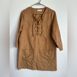 The Vintage Shop Tan Suede Lace-Up Dress